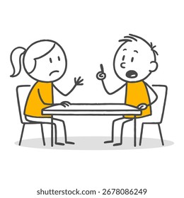 Ilustração vetorial representando o diálogo mútuo e o engajamento cognitivo em reuniões corporativas.