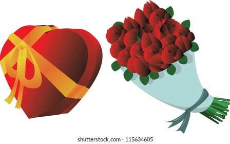 a vector illustration representing some Valentine's day gifts: each object is singly grouped