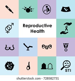 Vector Illustration Of Reproductive Health Icons Set Including Sti Icon And Cancer Ribbon