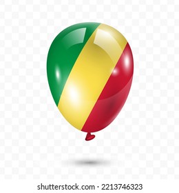 Vector illustration of Republic of the Congo country flag balloon on transparent background (PNG). Flying flag balloons for Independence Day celebrations.