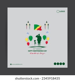 Vector illustration of Republic of the Congo Independence Day social media story feed template