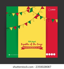 Vector illustration of Republic of the Congo Independence Day social media story feed template
