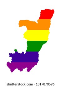 vector illustration of Republic of the Congo map with LGBT flag