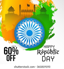 Vector illustration of Republic day background for offer, sale and discount.