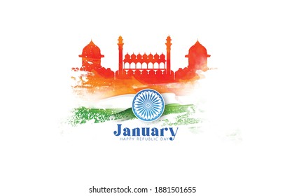 Vector illustration Republic Day Celebration of Indian  with 26january text