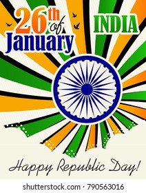 Vector illustration of Republic Day Celebration. 26 january.