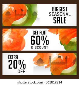Vector illustration of Republic day header for offer, sale and discount.