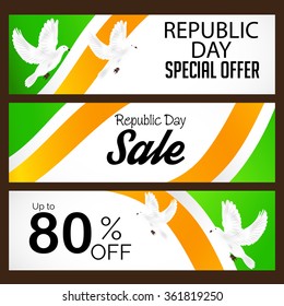 Vector illustration of Republic day header for offer, sale and discount.