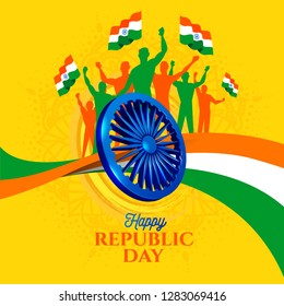 vector illustration . Republic day of India on January 26 .69 years later, in 1950. graphic design for a holiday greeting card decoration, flyers, brochures, posters. abstract tricolor india