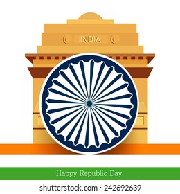 vector illustration for republic day of India with monument.