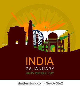 vector illustration for Republic day, Republic day India greeting or artwork. 