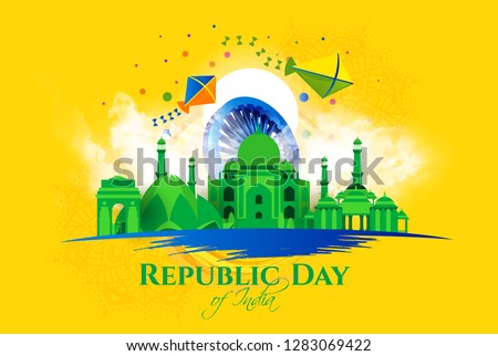 vector illustration . Republic day of India on January 26 .69 years later, in 1950. graphic design for a holiday greeting card decoration, flyers, brochures, posters. abstract tricolor india