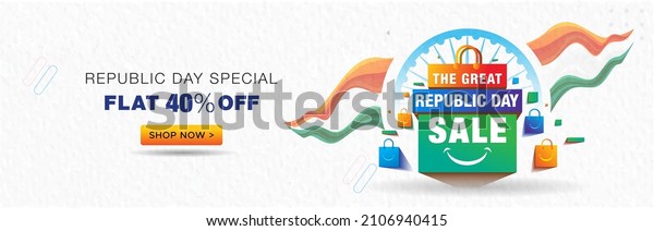 Vector illustration Republic Day\
of India sale banner. Shopping deal offer discount creative\
logo