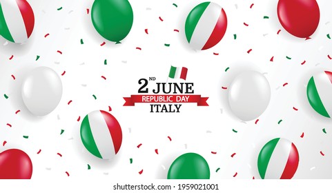 Vector Illustration of Republic Day Italy. Background with balloons and confetti.
