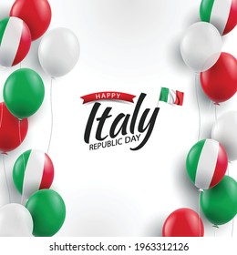 Vector Illustration of Republic Day Italy. Background with balloons
