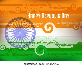 Vector illustration of  Republic Day in smooth wave with shiny color.