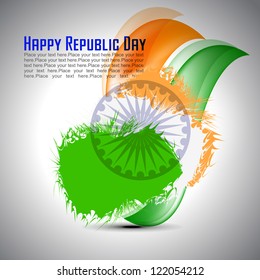 Vector illustration of  Republic Day in smooth wave with shiny color.