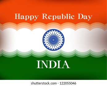 Vector illustration of  Republic Day in smooth wave with shiny color.