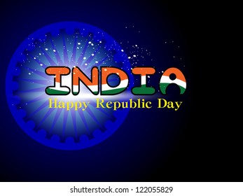 Vector illustration of  Republic Day in smooth wave with shiny color.