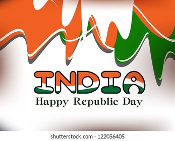Vector illustration of  Republic Day in smooth wave with shiny color.