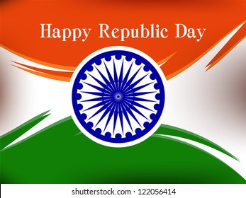 Vector illustration of  Republic Day in smooth wave with shiny color.