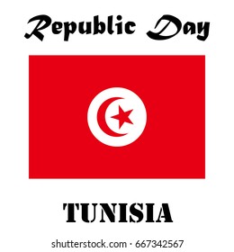 Vector illustration of Republic Day Tunisia.The national red flag of Tunisia.