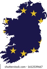 vector illustration of Republic of Ireland map with EU flag on white background