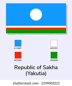 Vector Illustration of Republic of Sakha flag isolated on light blue background.  As close as possible to the original. ready to use, easy to edit. 
