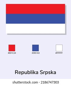Ilustración vectorial de la bandera de la República Srpska aislada de fondo azul claro. Ilustración de la bandera de la República Srpska con códigos de color. Lo más cerca posible del original.  
