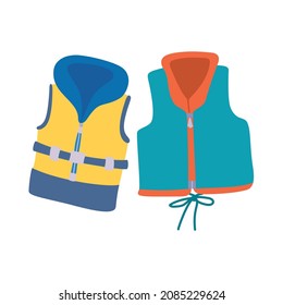Ilustración vectorial de un chaleco salvavidas en ilustración vectorial de estilo plano