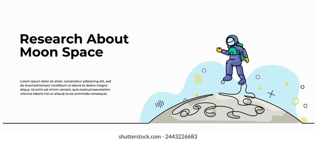 Vector illustration of  research about moon space.Modern flat in continuous line style.