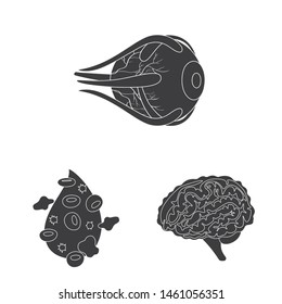 Vector illustration of research and laboratory logo. Set of research and organ vector icon for stock.