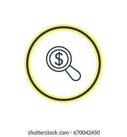 Vector Illustration Of Research Outline. Beautiful Business Element Also Can Be Used As Magnifier Element.
