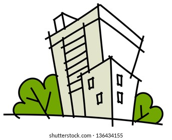 Vector illustration of a residential building