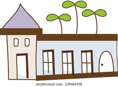 Vector illustration of a residential building