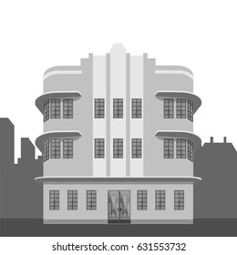 Vector Illustration Residential Building. House In Art Deco Style. Luxury House Exterior