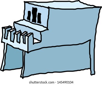 Vector illustration of residential buildings in a town