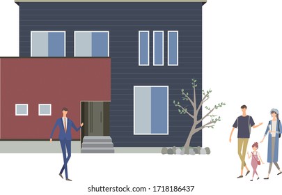 Vector illustration of residential exhibition hall.