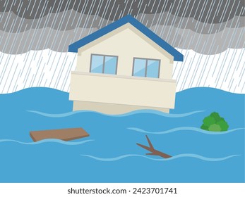 Vector illustration of residential water disaster