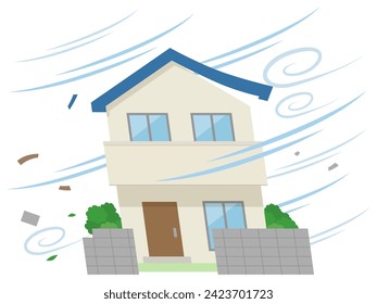 Vector illustration of residential wind disaster