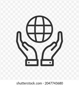 Vector illustration of respect the world icon in dark color and transparent background(png).