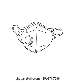 Vector illustration with a respirator on a white background. Face protection.