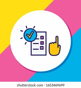 Vector illustration of responsibility icon colored line. Beautiful emotions element also can be used as survey icon element.