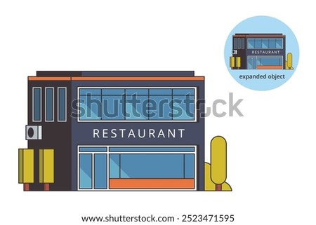 Vector illustration of Restaurant Building with Editable Outline	

