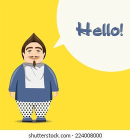 A vector illustration of a restaurant chef. Menu
