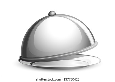 vector illustration of restaurant cloche against white