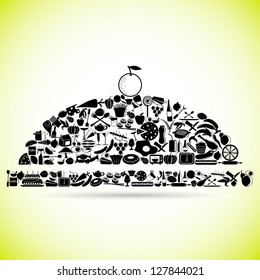 vector illustration of restaurant cloche made of of food icon