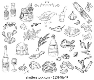 Vector illustration of Restaurant hand-drawing Food Design