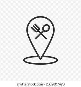 Vector Illustration Of Restaurant Location Icon In Dark Color And Transparent Background(png).