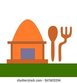 Vector illustration of restaurant, Map Symbols